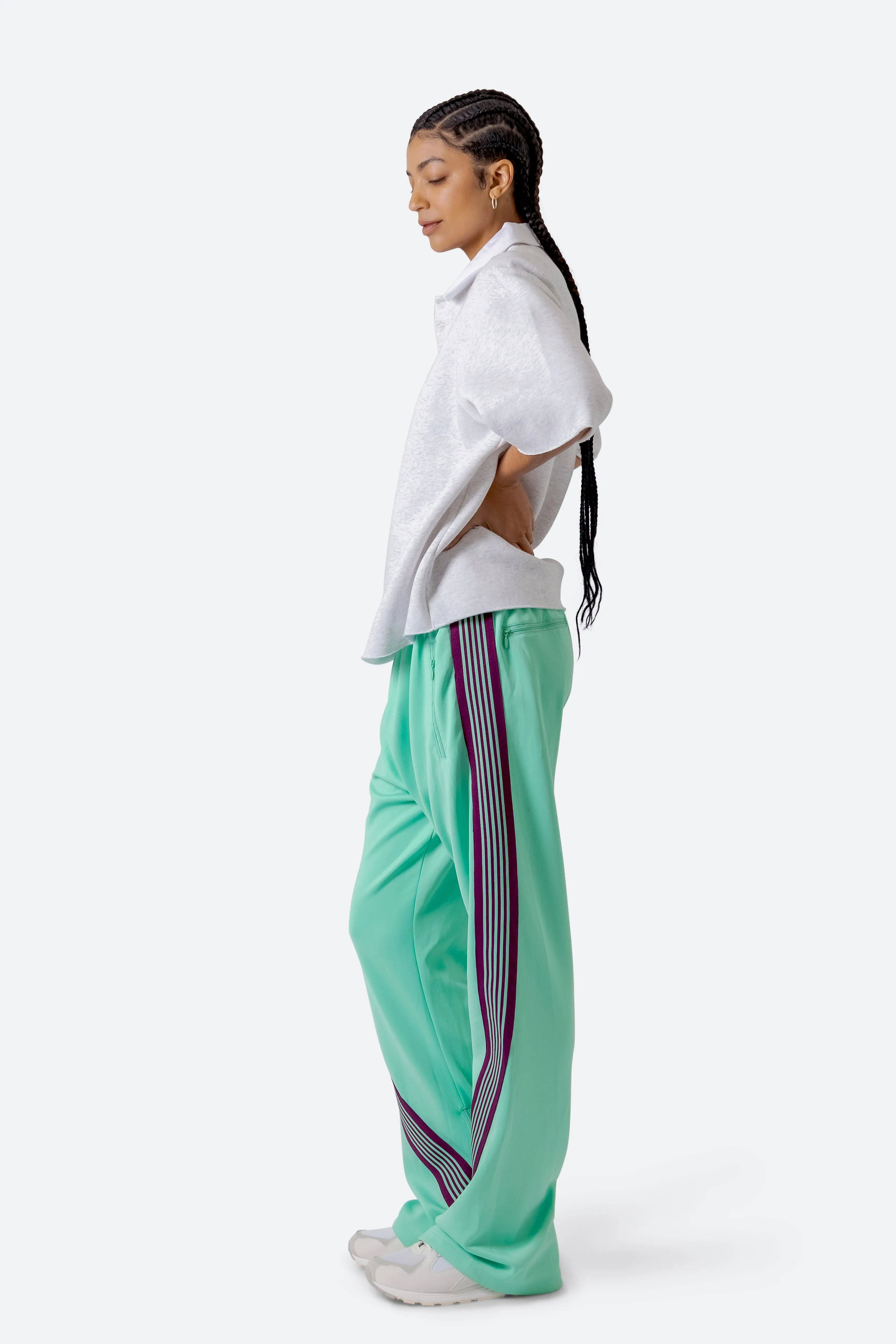 Stylish Green Bent Tape Track Pants for Men/Women