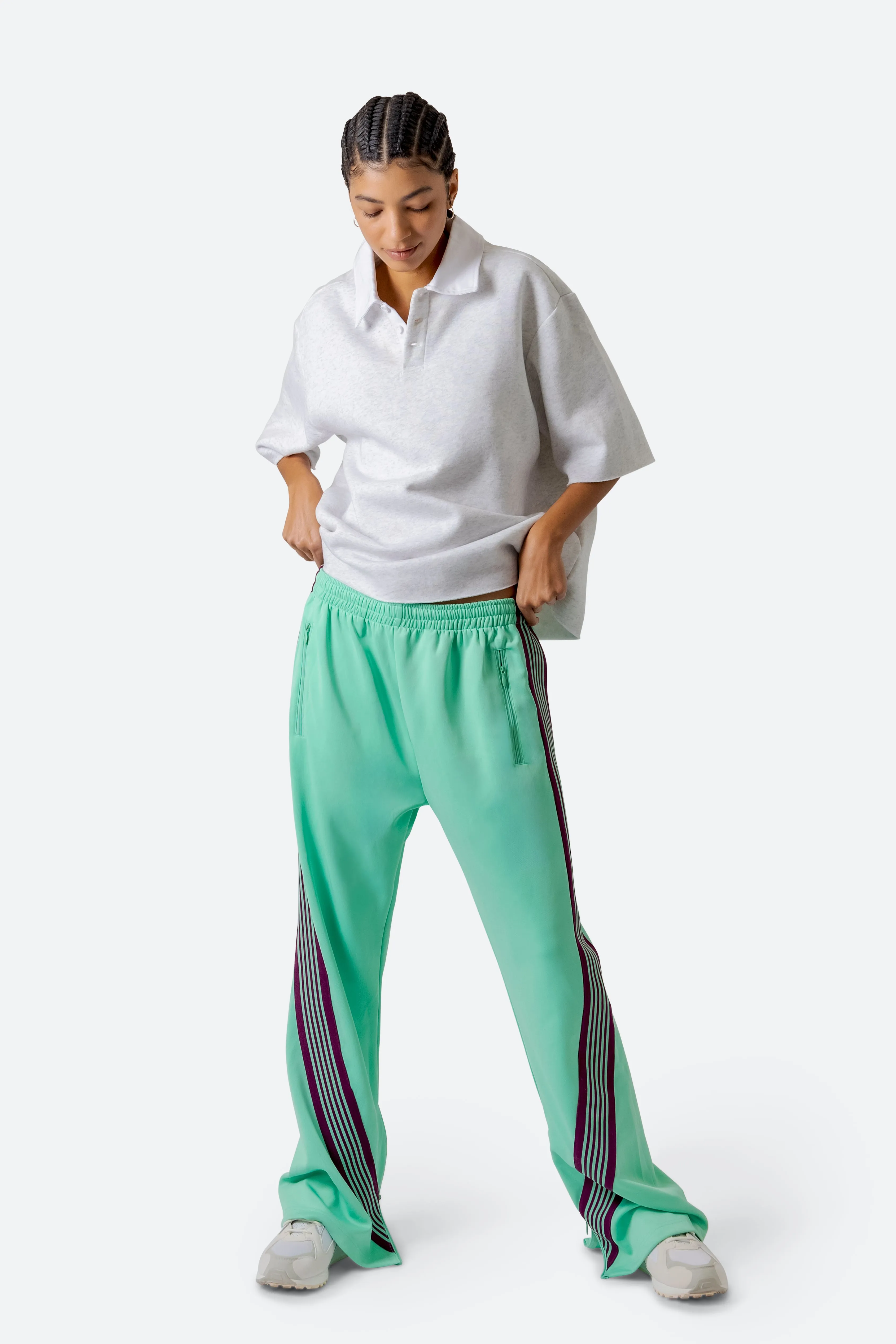 Stylish Green Bent Tape Track Pants for Men/Women