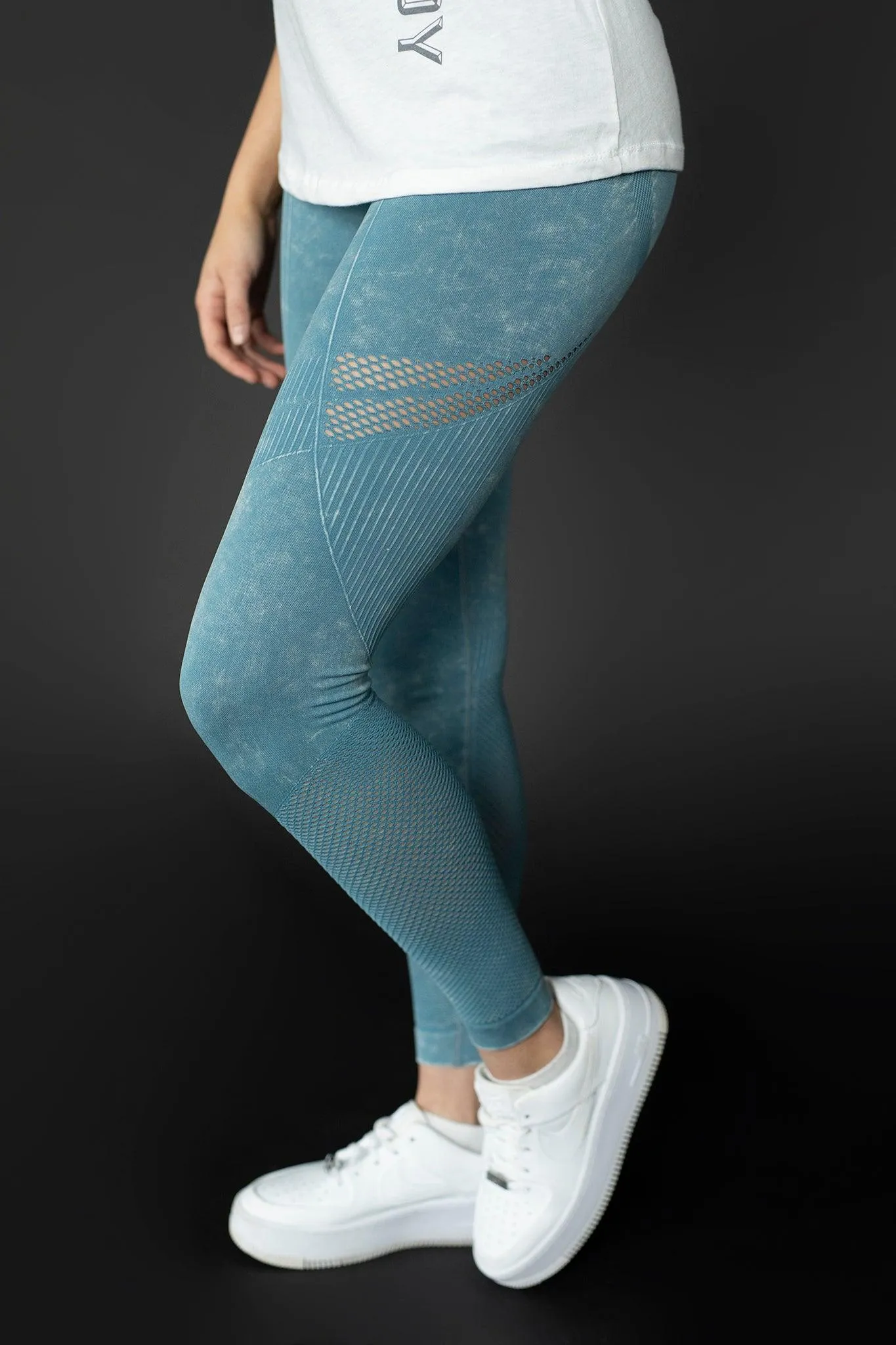 Blue Stone Wash Leggings