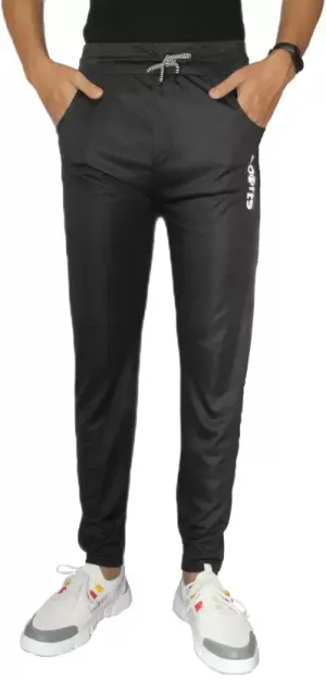Solid Men Black Track Pants