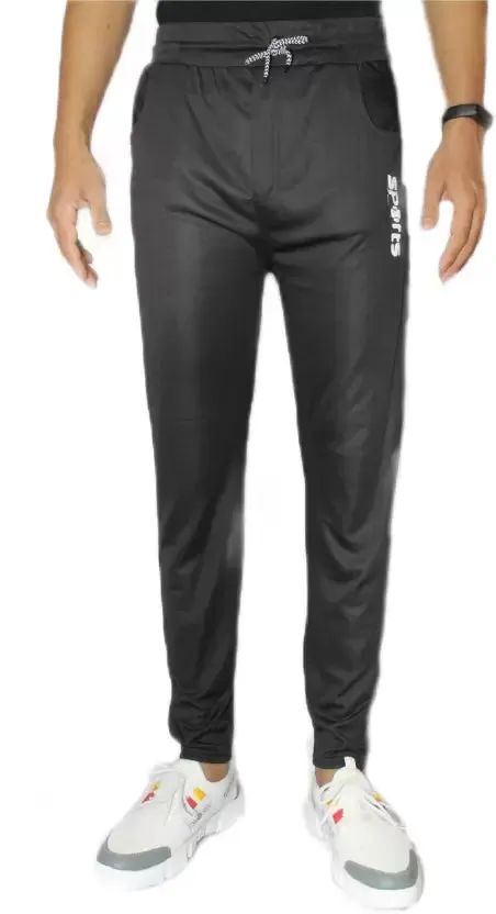 Solid Men Black Track Pants